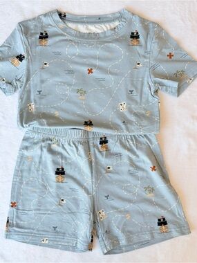 Brave Little Ones Pirate Ship Print Short Pajama Set - 3T